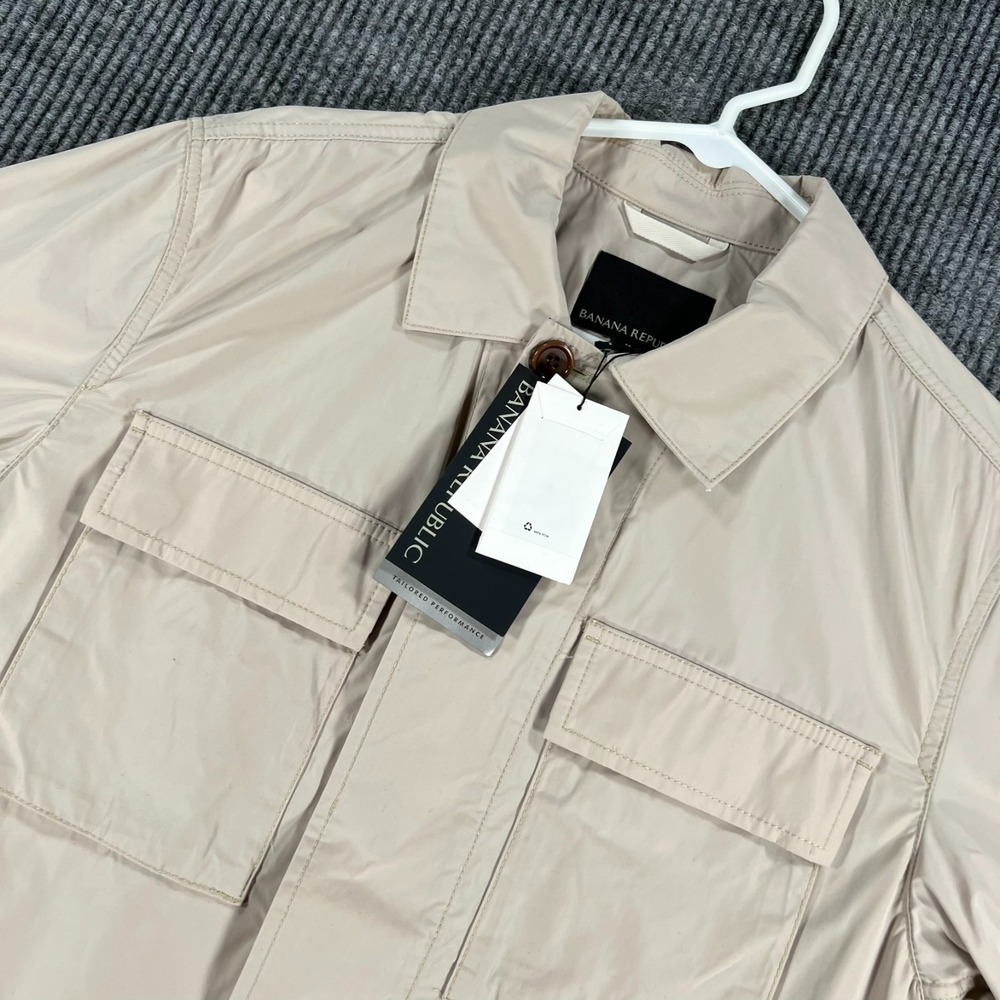 Banana Republic Jacket Womens Medium Beige Long Sleeve Full Zip Water Resist New